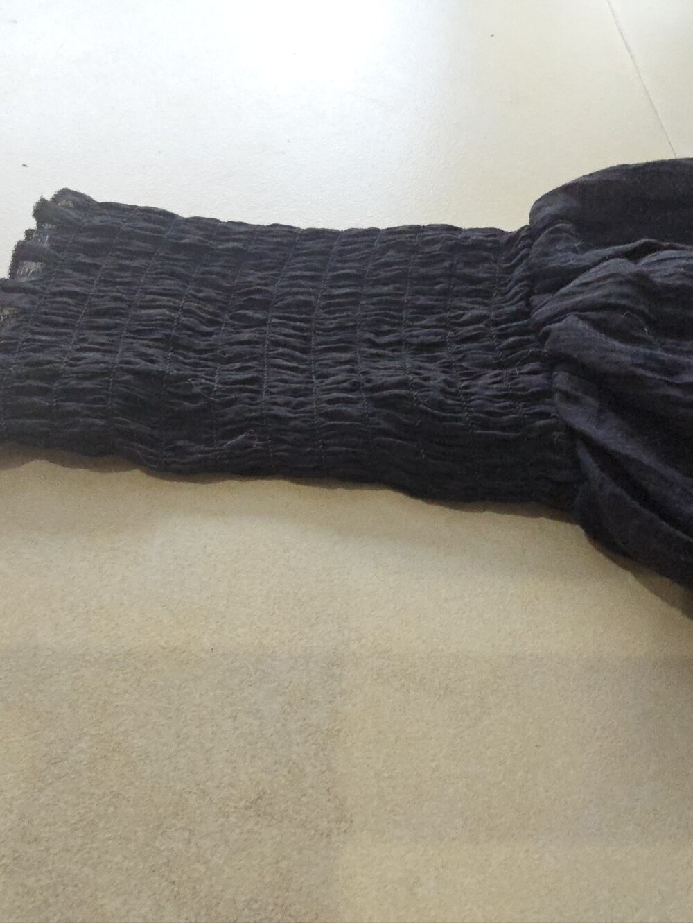 Off-Shoulder Black Smocked Crop Top - Picture 10 of 11